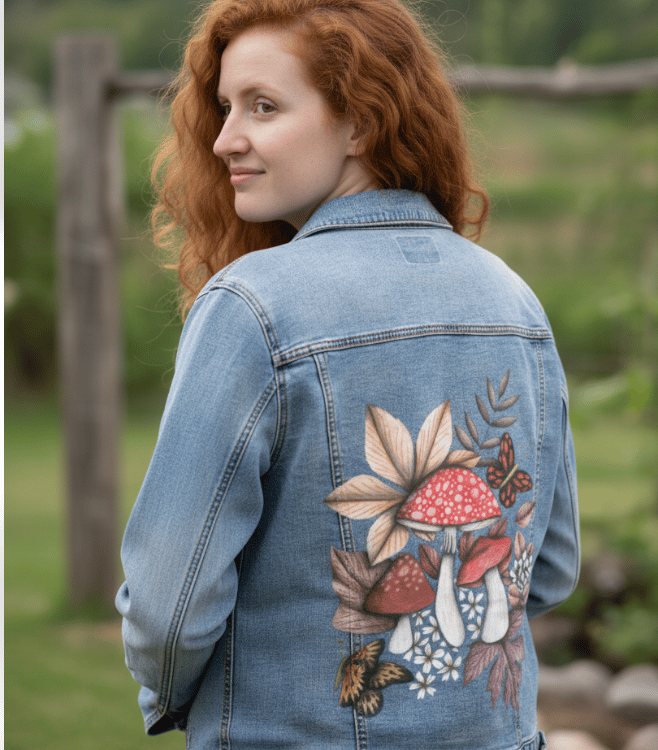 Girl wearing a printed jacket