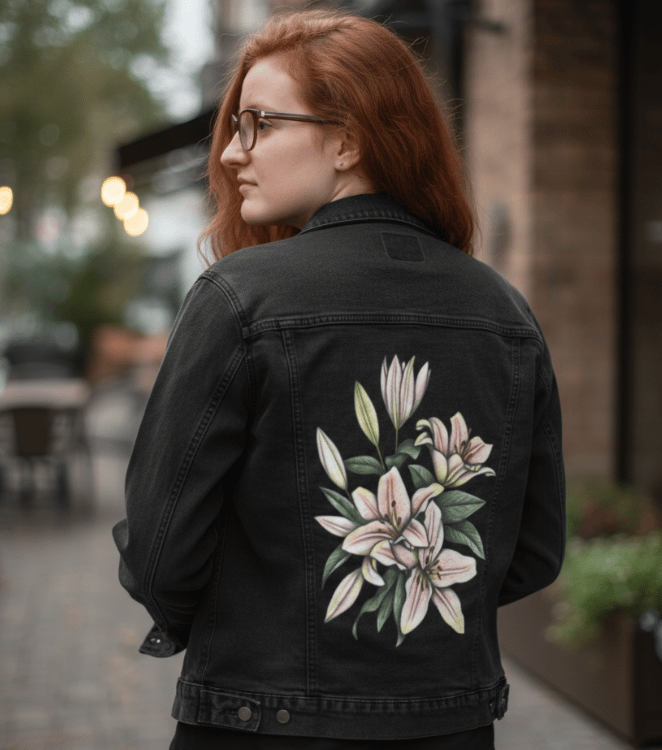 Girl wearing a printed jacket