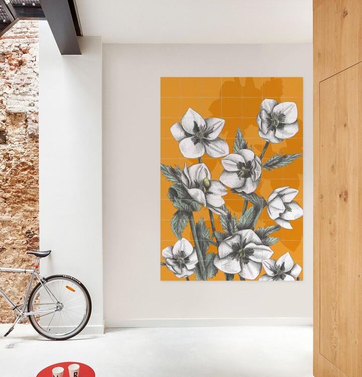 Floral Illustration Wall Art in a Room