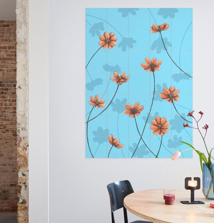 Floral Illustration Wall Art in a Living Room