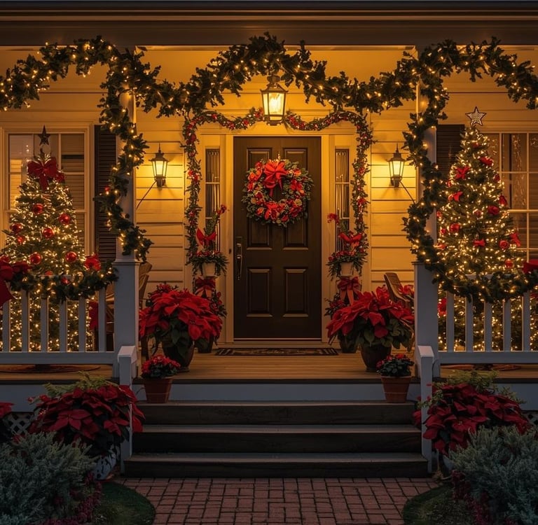 Front porch for a warm Christmas welcome