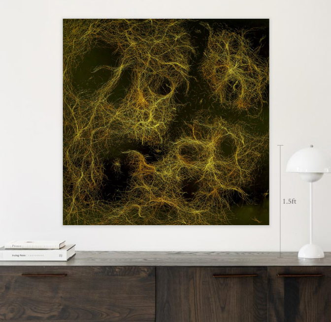 a painting of a tree in a room