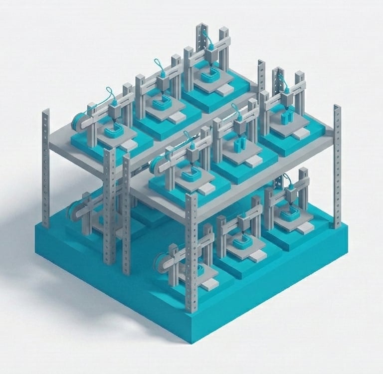 3d druck farm, 3d druck abteilung auf mehren Etagen