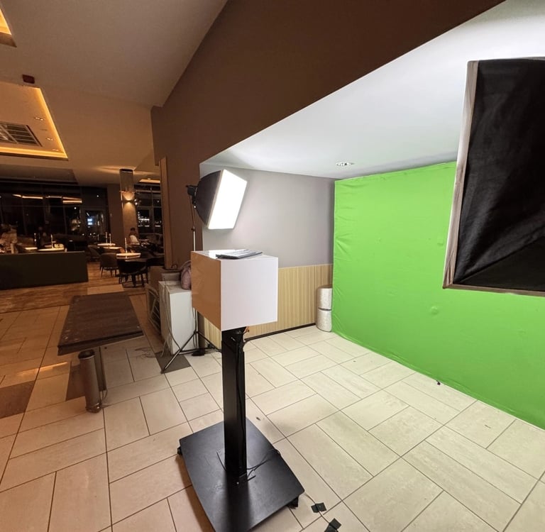 a green screen tv screen in a room