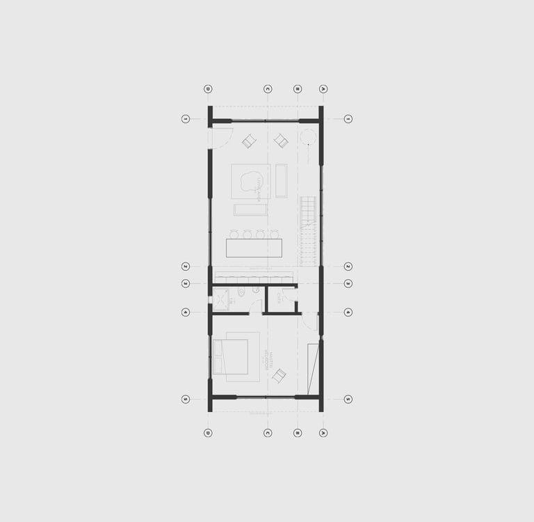 Emberwood cabin floor plan with open concept layout for short term rental