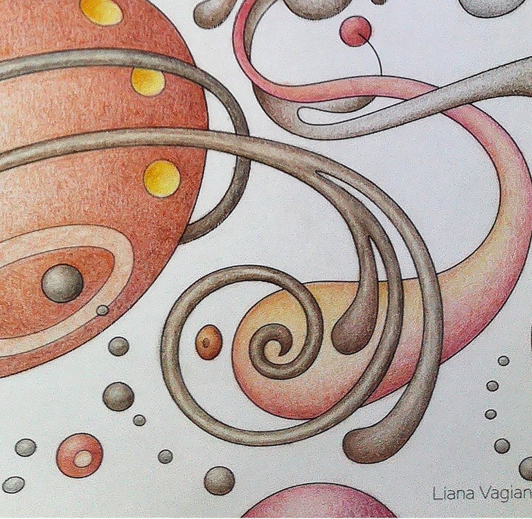 Close-up colored biophilic detail from Intuitive Dialogues in earthy tones.