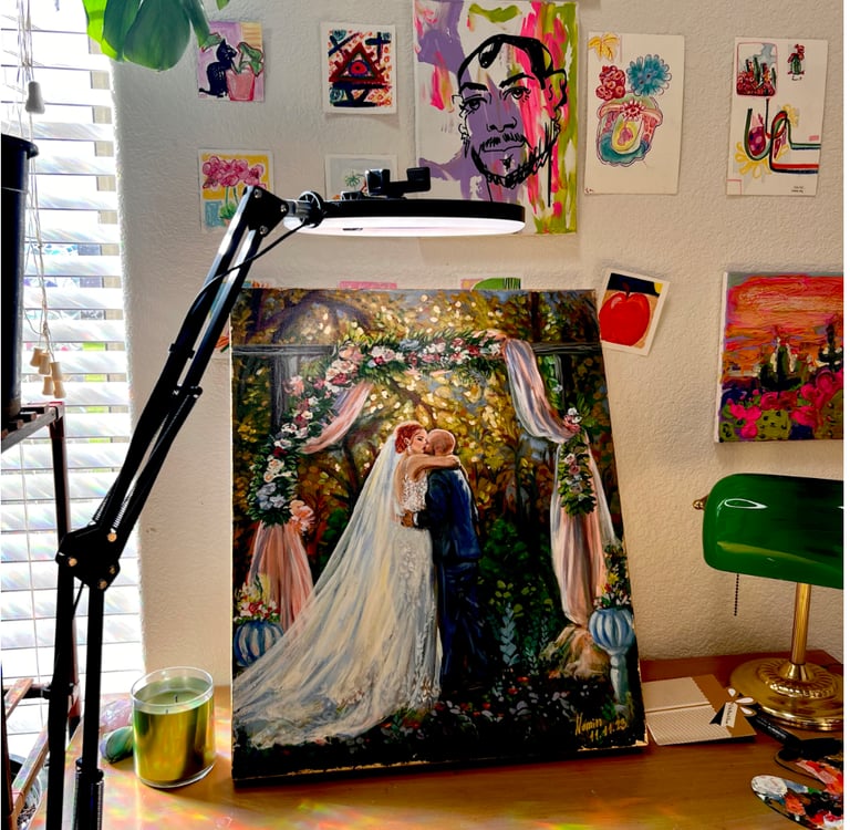 Live wedding painter, Phoenix AZ. Nominsstudio.com