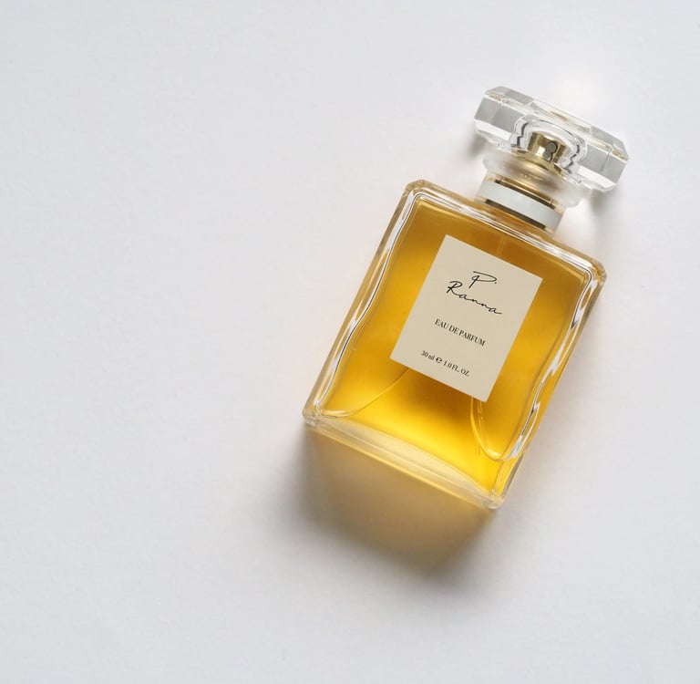 Création de packaging sur mesure pour P'Ranna, parfum unisexe, flacon