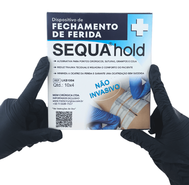 Caixa do Sequa Hold , dispositivo de fechamento de feridas e incisões não invasivo, ponto falso