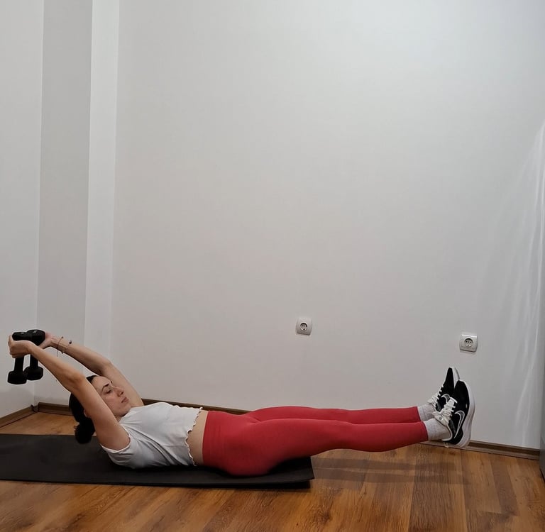 Harmony Fitness doing lower ab exercise- leg hold