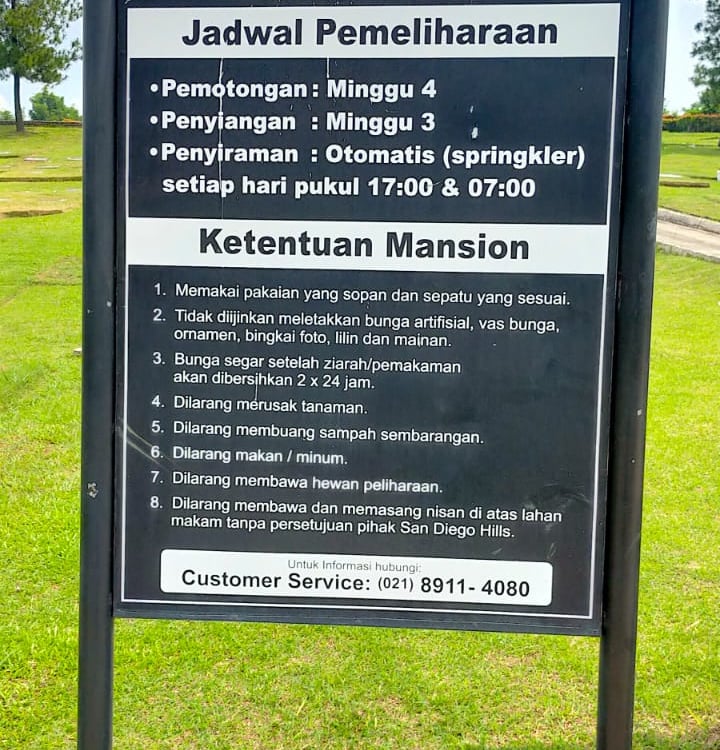 Jadwal pemeliharaan makam San Diego Hills 