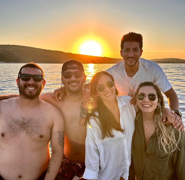 Guests enjoying and smiling at private Sunset Tour Experience on the Adriatic near Split, Croatia