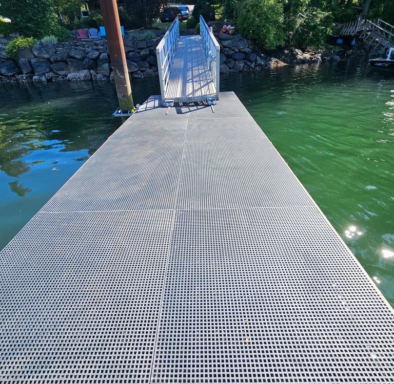 New Install of FRP Composite Decking, replaced old wood plank deck.