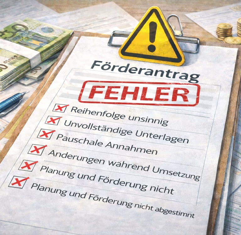 Förderantrag mit typischen Fehlern bei der Antragstellung