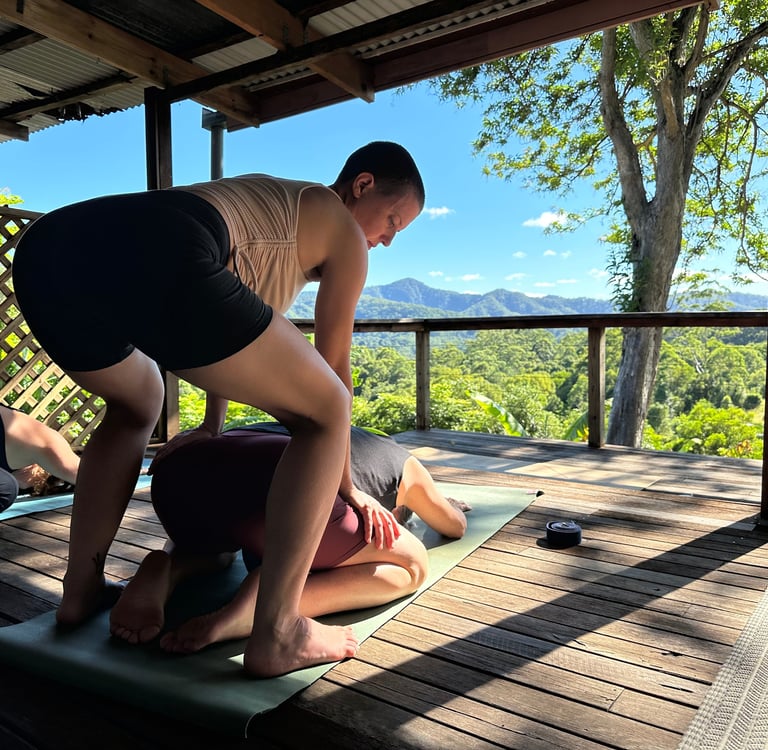 Fiona assisting a stduent at her signature Day Retreat
