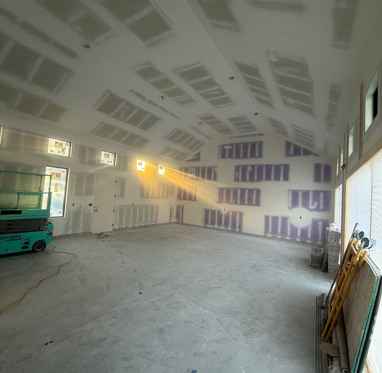 custom garage with fresh mud and finish in minnetonka mn