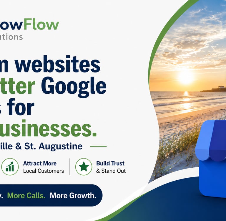 Custom websites and better Google results for Jacksonville and St August Local Businesses