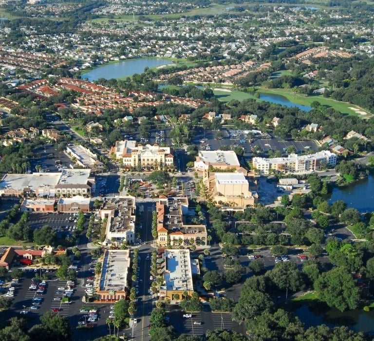 arial view of the villages