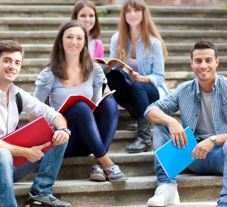college students on steps