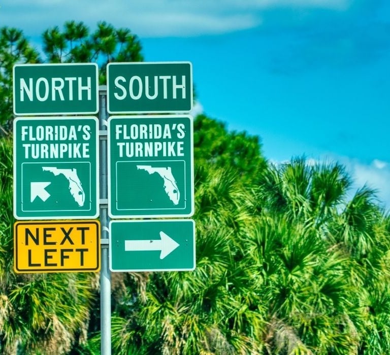 florida turnpike north and south signs