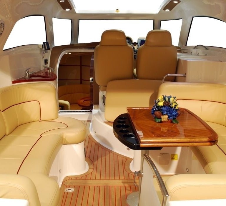 inside large yacht cabin