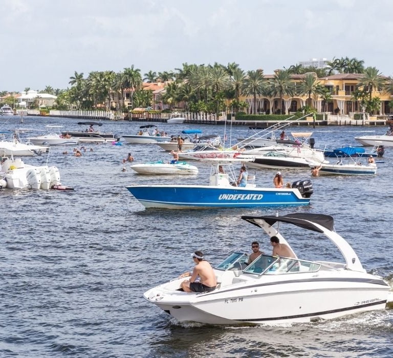 many boats in water