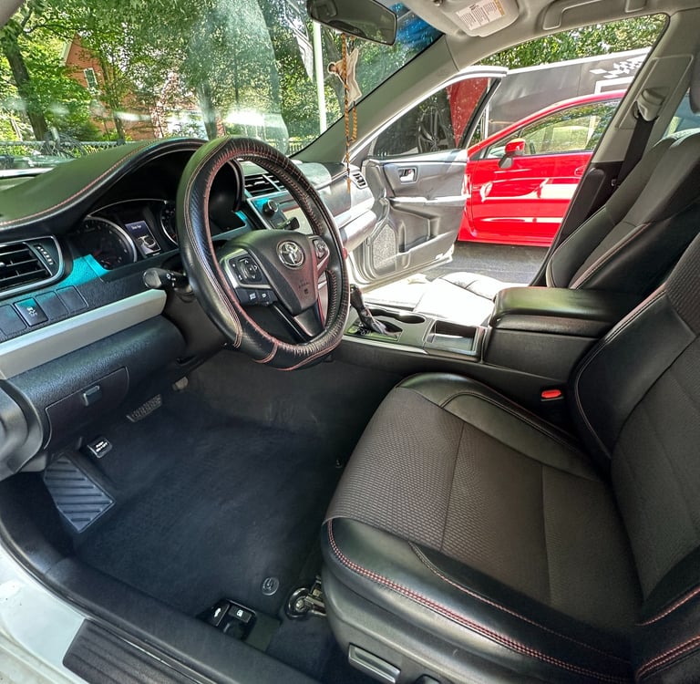 full interior detailing of white toyota