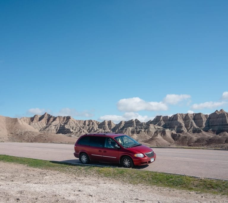 Minivan on scenic Four Corners highway – ideal family cars Four Corners region vehicle