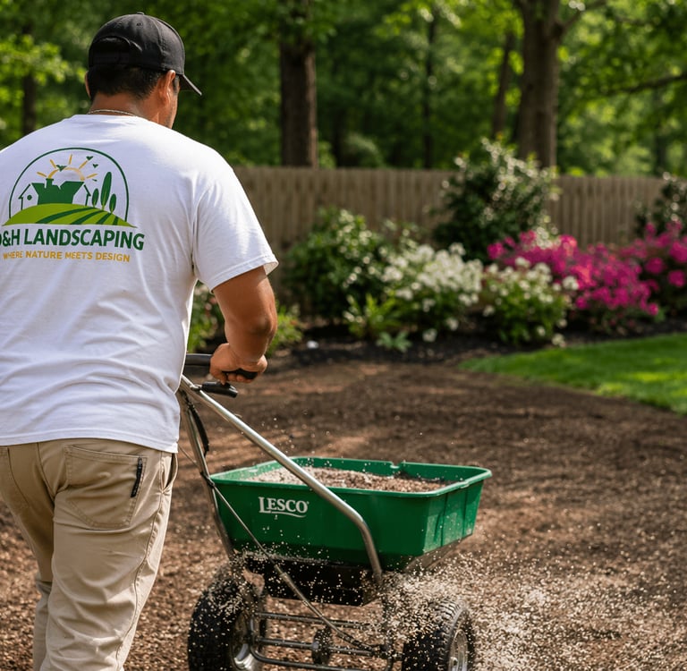 Professional lawn seeding and planting service in Garner NC by D&H Landscaping NC covering the Triangle Area