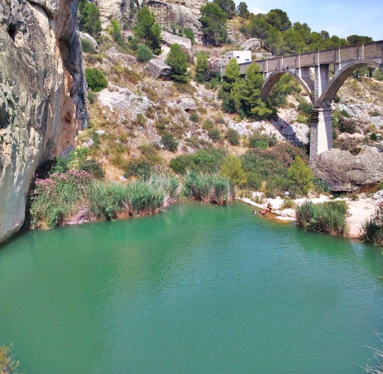 One of the pools of water that follow one another in the area known as Fuente Caputa.