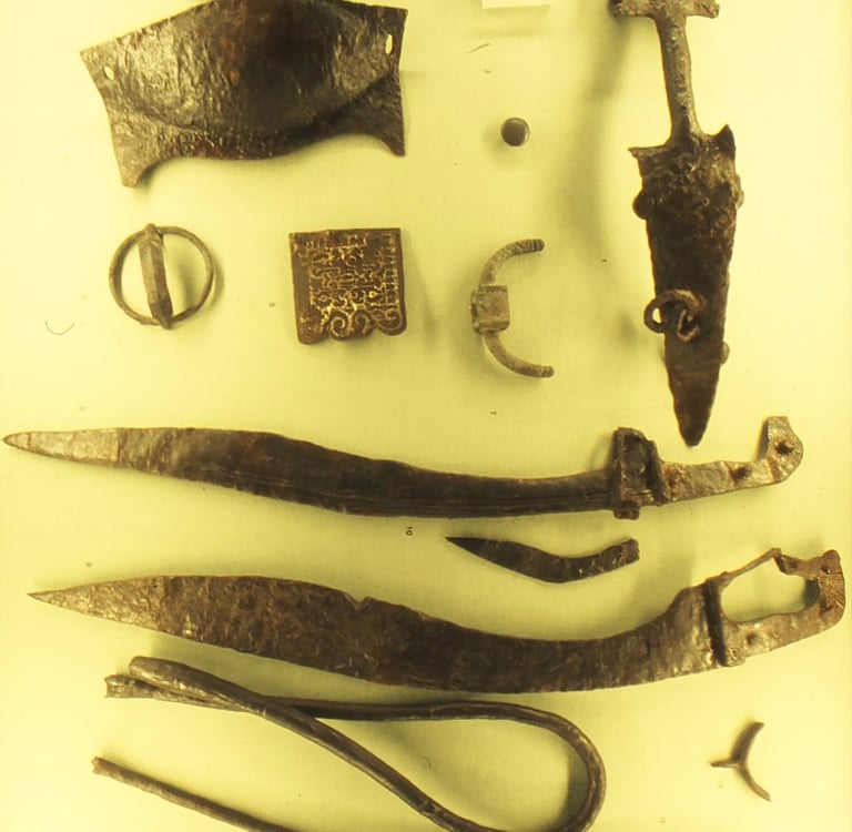 Some of the iron objects on display at the El Gigarralejo Museum of Iberian Art in Mula, such as the