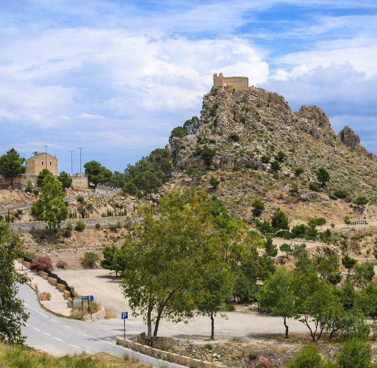View of the Sanctuary of Our Lady of Good Success and the Castle of Cieza, on the outskirts of this