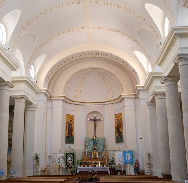 Interior of the Church of the Assumption, in Villanueva del Río Segura, designed in neoclassical sty