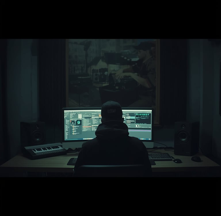 uma pessoa sentada em uma mesa com um monitor de computador e um teclado