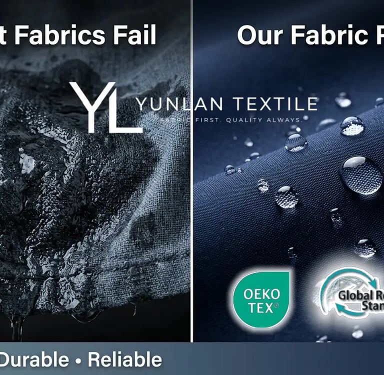 Waterproof performance comparison graphic for outdoor fabrics.
