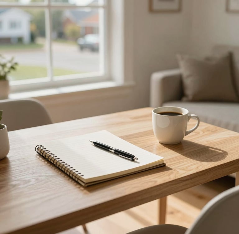 A friendly mortgage advisor at nuvue speaking with a client in a cozy office setting.
