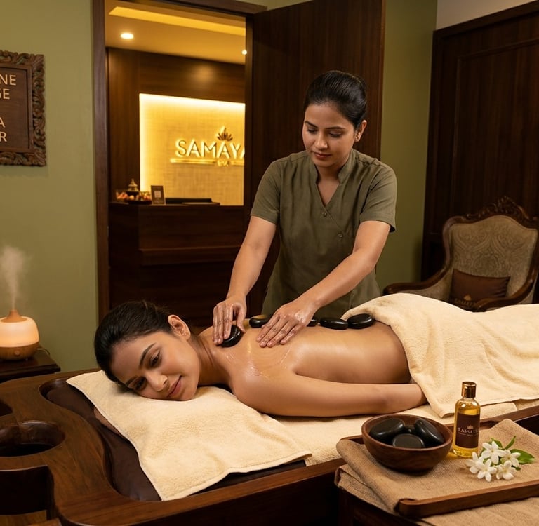 Hot Stone Spa Massage | Samaya Spa Raipur