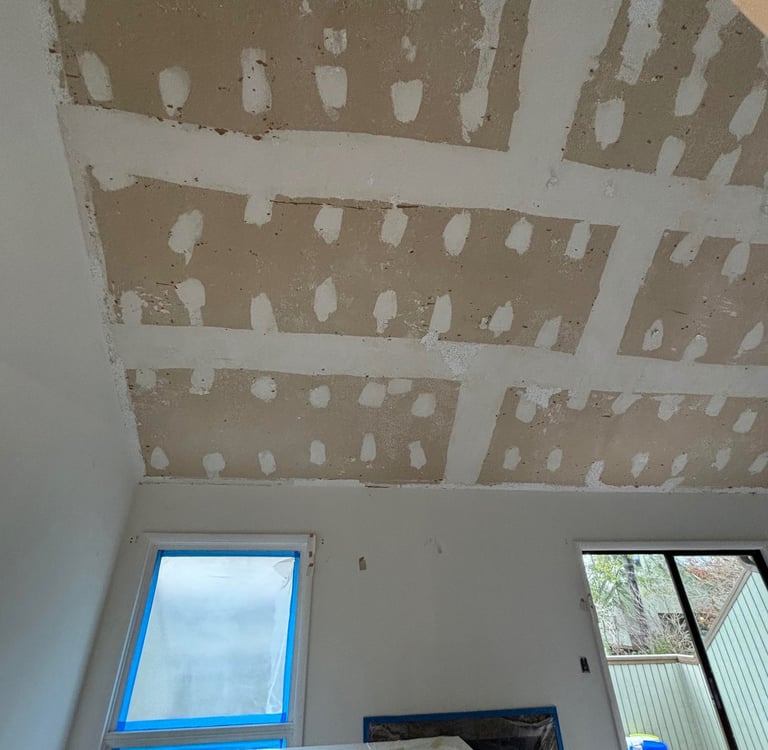 Photo of a popcorn removal ceiling in Asheville done by passion painters.