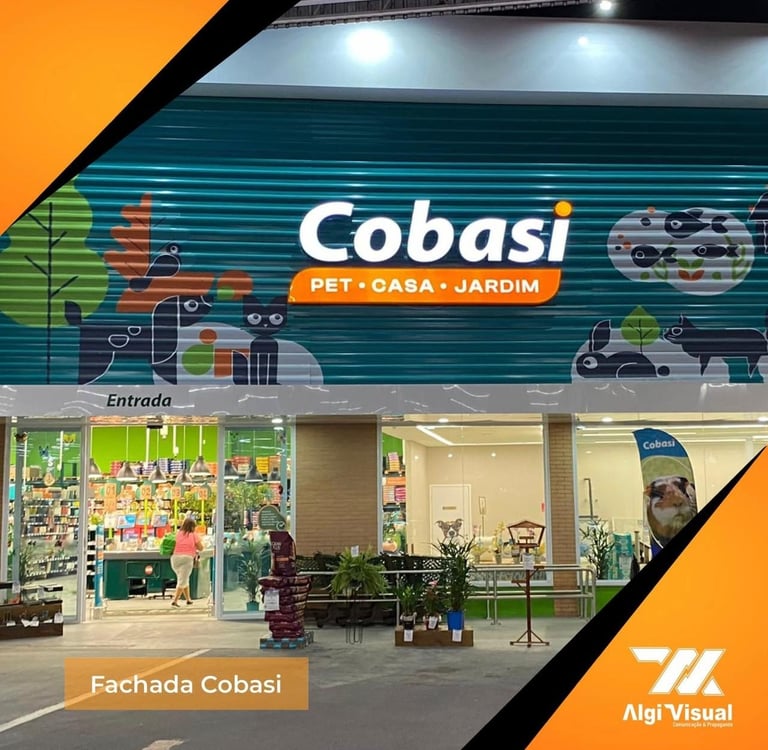 fachada comercial iluminada em jacarei cobasi