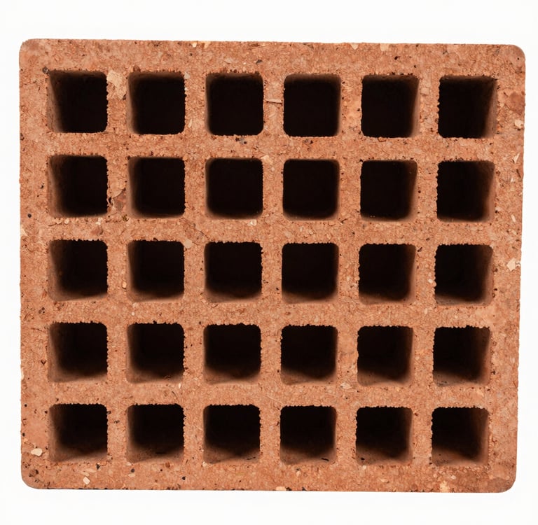 A friendly construction worker holding blueprints in front of a partially built wall under a clear sky.