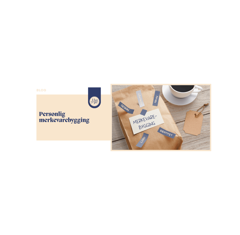 Paper bag with labels for personal branding and marketing identity next to a coffee cup.