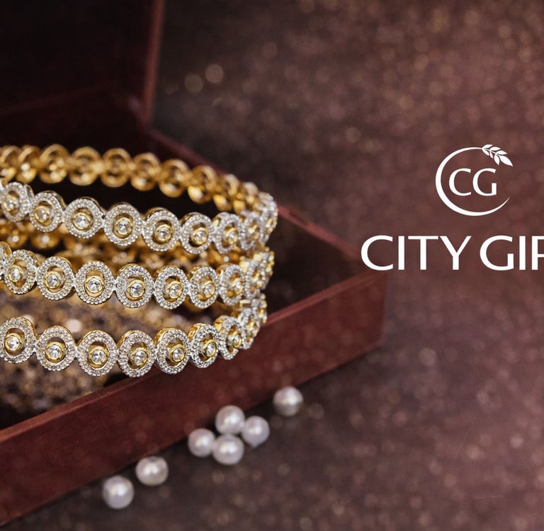 City Girl Jewellery - Best imitation Jwellery - 18 Carat Gold Plated - AD Party Bangles