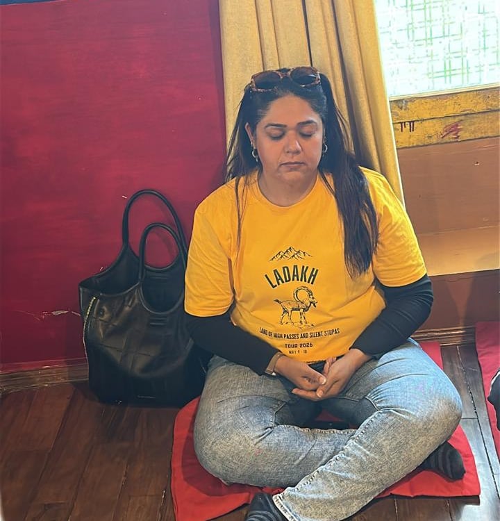 Meditating at the Tara Temple inside the Thiksey Monastery