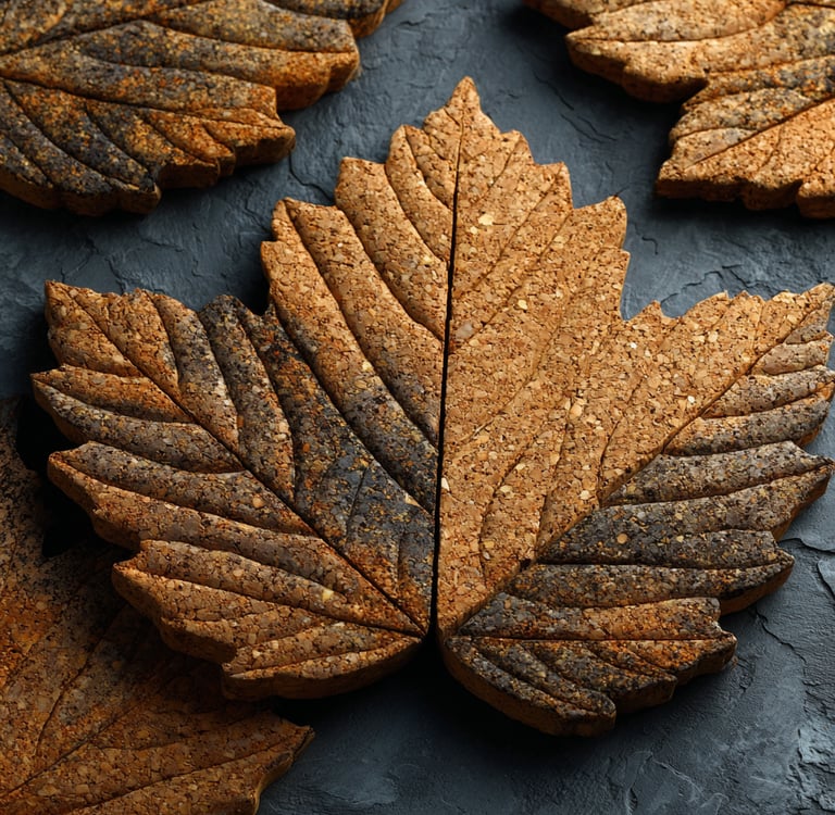 a leaf shaped Cork trivet