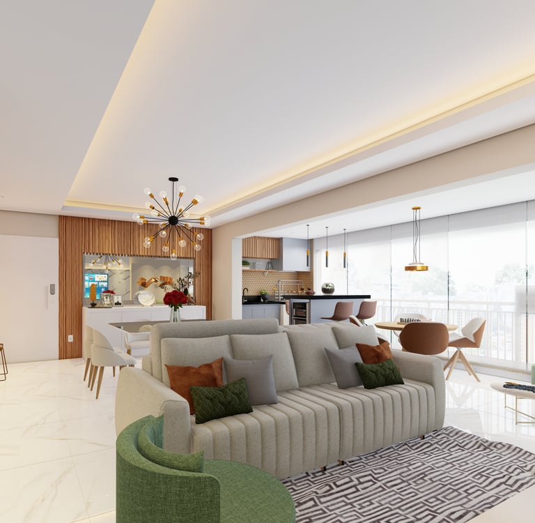 Projeto de Reforma de Sala de Estar de Luxo em São Paulo Zona Sul