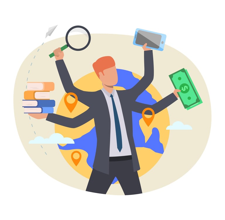 a man in a suit and tie is holding a magnifying magnifying