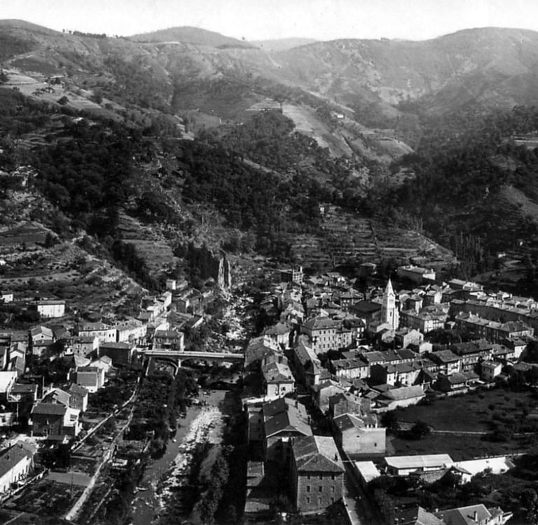 Le Cheylard, vue générale aérienne.