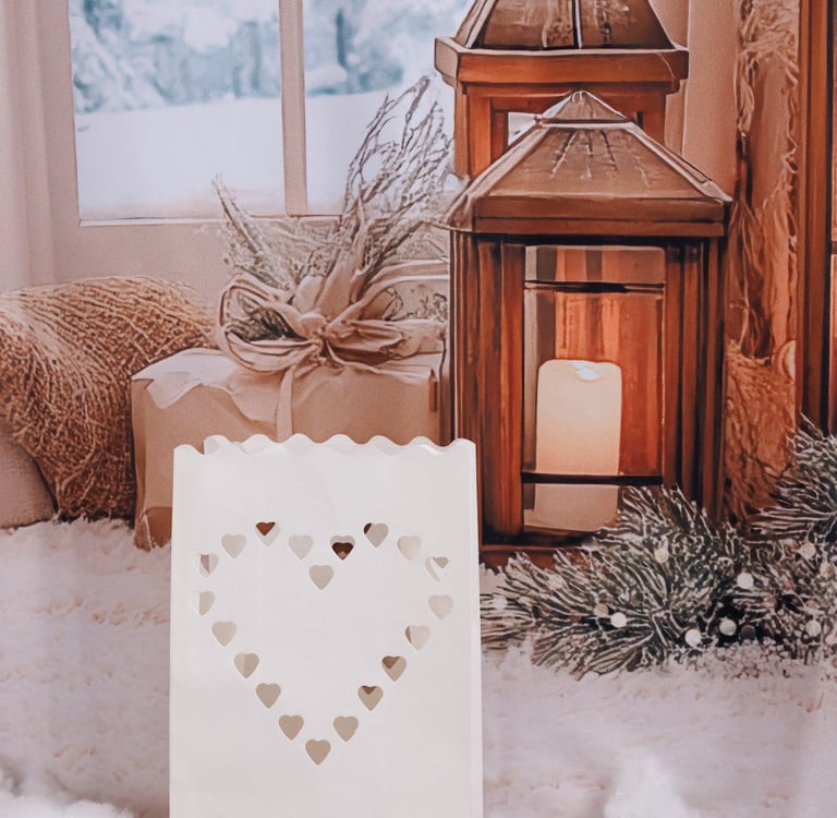 photo coeur noel avec lanterne