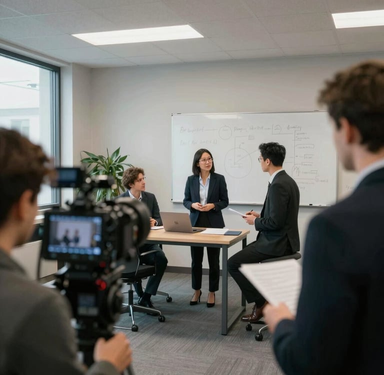 a man holding a camera and a video camera