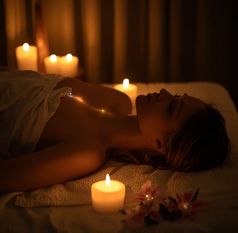 Pessoa relaxando durante massagem tântrica